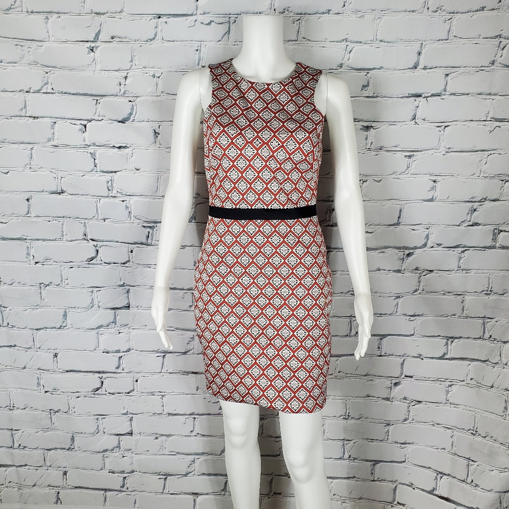 Robert Rodriguez Red Pattern Sheath Dress